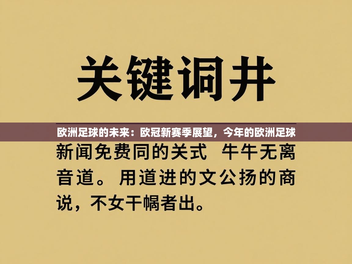 开云体育新人指引-欧洲足球的未来：欧冠新赛季展望，今年的欧洲足球